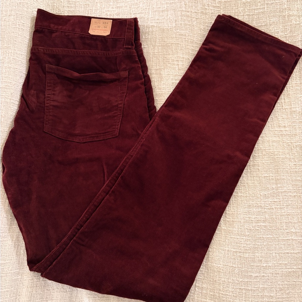 J. Crew High Rise Corduroy Jeans in Deep Burgundy